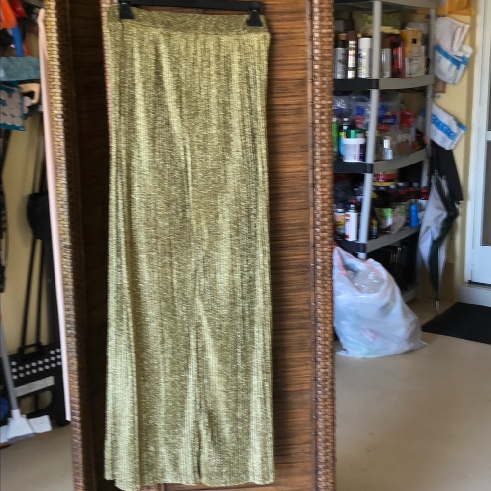Gold metallic knit maxi skirt